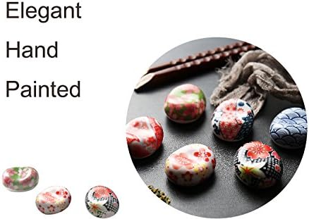 Hand Painted Floral Ceramic Chopsticks Rest Rack Dinner Spoon Stand Knife Fork Holder Chopsticks Stand(Set of 6)