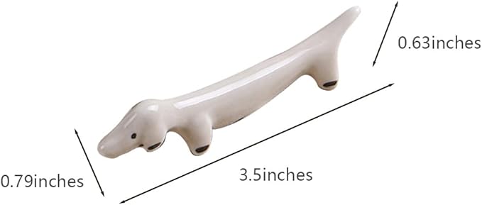 Ceramic Sausage Dog Chopsticks Rest 4Pcs, Cute Chopsticks Holder Dinner Spoon Holder Knife and Fork Holder, Dachshund Dog Home Decoration Decoration (Four-color)