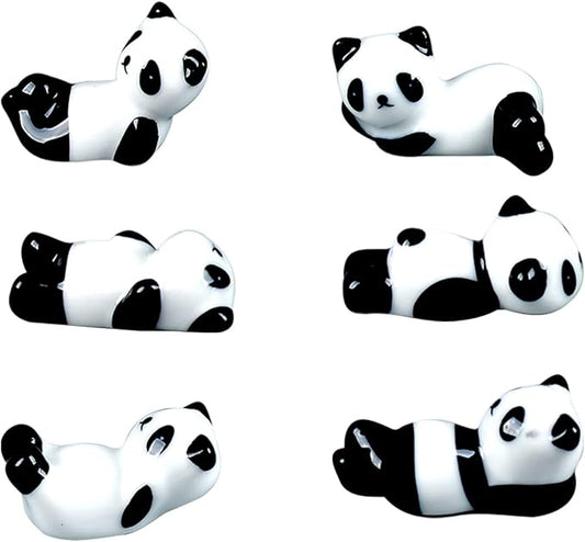 6PCS Cute Ceramic Panda Chopsticks Rest Rack Stand Holder for Chopsticks, Ceramic Ware Chopsticks Stand Rest Rack,Gift for Boys Girls Kids