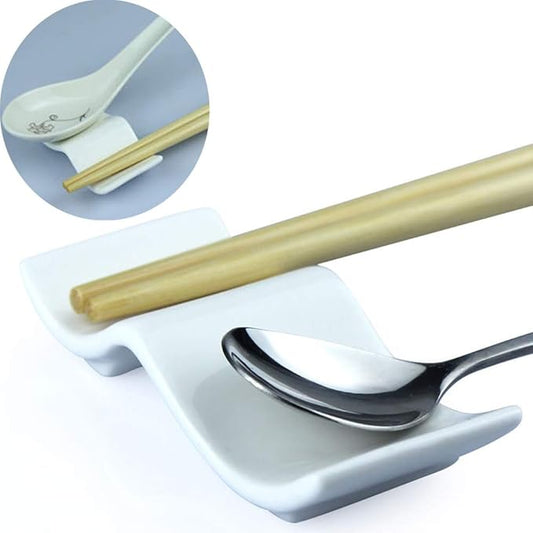 Ceramic Chopsticks Rest Rack Set of 6pcs, Dinner Spoon Stand Knife Fork Holder Porcelain Chopsticks Stand