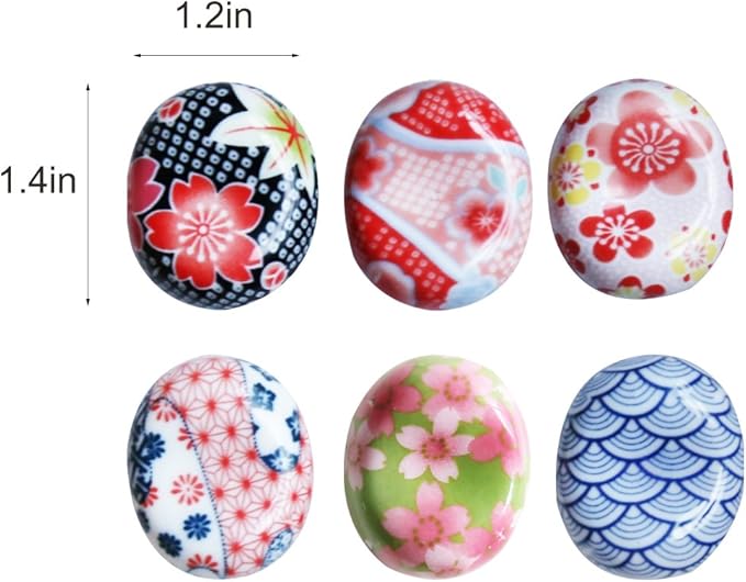 Hand Painted Floral Ceramic Chopsticks Rest Rack Dinner Spoon Stand Knife Fork Holder Chopsticks Stand(Set of 6)