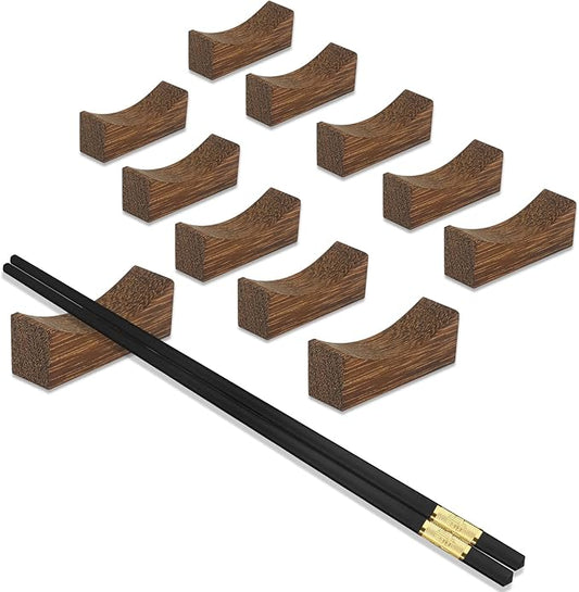 10pcs Quality Chopsticks Rests and Holders for Home Kitchen Hotel Restaurant Dining, Natural Wooden Cutlery Stand Rack Set for Holding Spoons Forks Knives Chop Sticks etc. Neatly and Stably