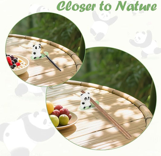 6 Pack Cute Ceramic Chopstick Holder, Panda & Bamboo Chopsticks Rest Set, Fun Chopsticks Holder Rack for Dinner Fork Spoon Knife Tableware, Decoration Home Kitchen Gift