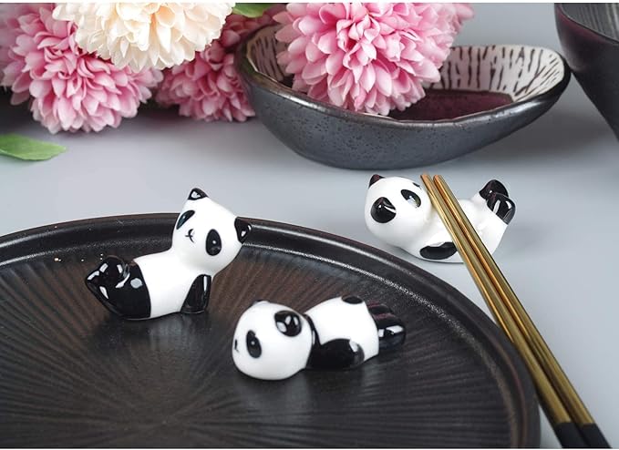 6PCS Cute Ceramic Panda Chopsticks Rest Rack Stand Holder for Chopsticks, Ceramic Ware Chopsticks Stand Rest Rack,Gift for Boys Girls Kids