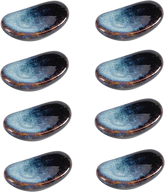 Ceramic Chopsticks Holder,Spoon,knife & Fork Stand,Set of 8 (Starry blue)