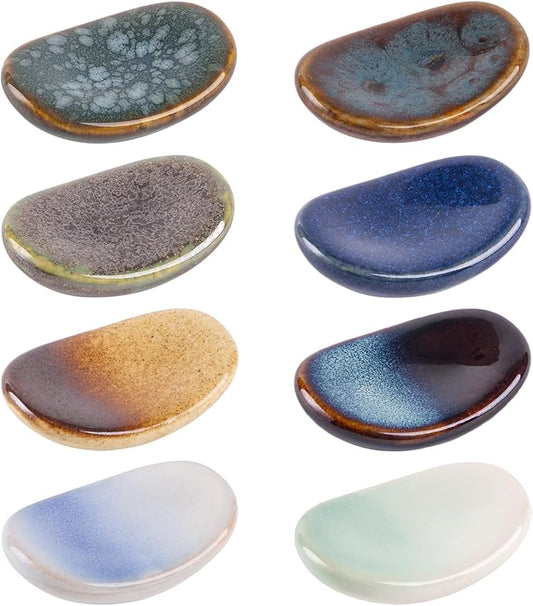 Ceramic Chopsticks Holder,  Spoon Fork Stand Holder, Set of 8 (Multicolour)