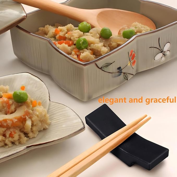 8pcs Ceramic Tableware Chopstick Holder, Knife Holder, Spoon and Fork Holder (black)