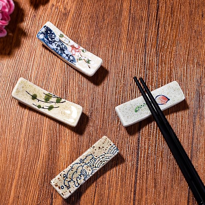Chopstick Holder Set of 4 Pcs Ceramic Chopstick Stand Rest Tableware Kitchen Tools