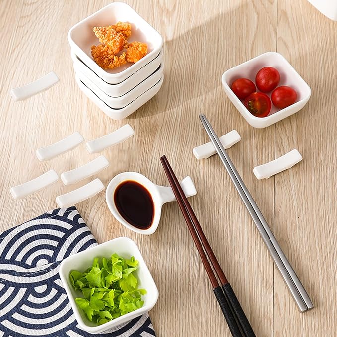 12 Pcs Ceramic Chopsticks Holder, White Chopstick Rest Chopsticks Stands for Home, Hotel, Resta