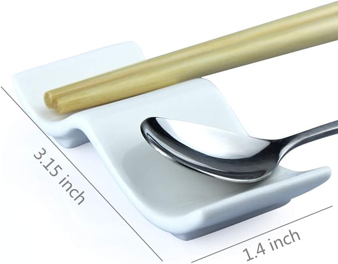 Ceramic Chopsticks Rest Rack Set of 6pcs, Dinner Spoon Stand Knife Fork Holder Porcelain Chopsticks Stand