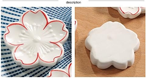 Elegant Cherry Blossom Ceramic Chopsticks Rest Rack Dinner Spoon Stand Knife Fork Holder,Sakura Chopsticks Stand(Set of 6)