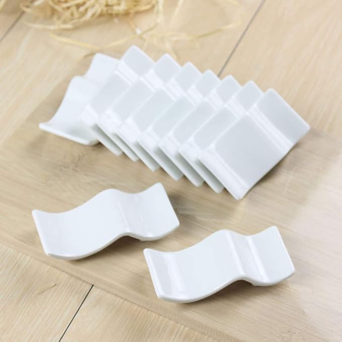 Ceramic Chopsticks Rest Rack Set of 6pcs, Dinner Spoon Stand Knife Fork Holder Porcelain Chopsticks Stand