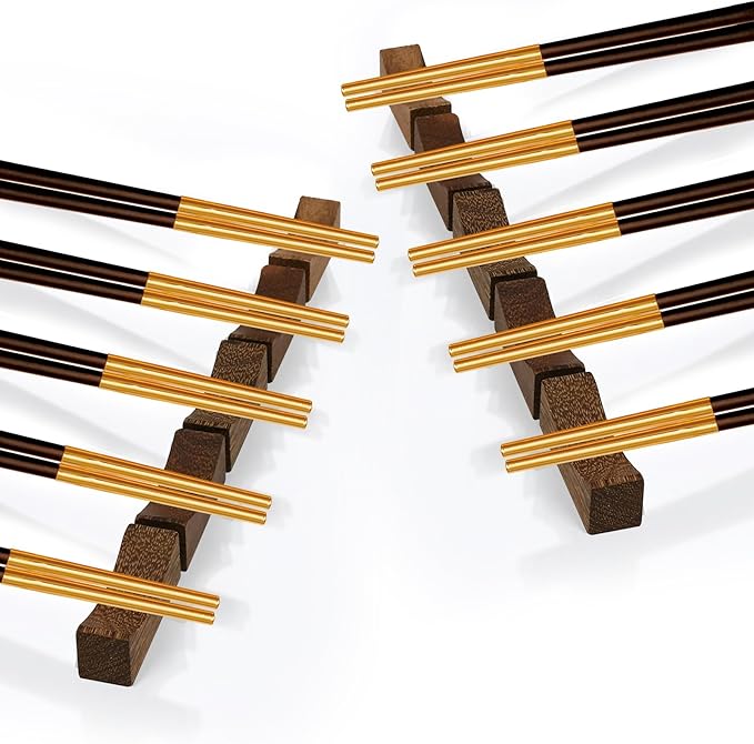 10pcs Quality Chopsticks Rests and Holders for Home Kitchen Hotel Restaurant Dining, Natural Wooden Cutlery Stand Rack Set for Holding Spoons Forks Knives Chop Sticks etc. Neatly and Stably